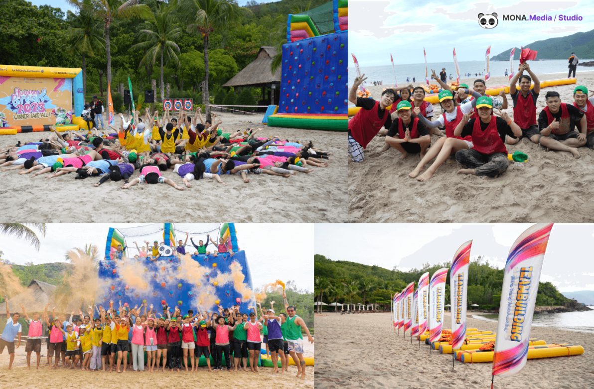 Đội ngũ MONA trong ngày team building ở biển